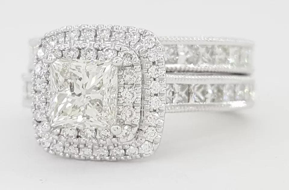 Neil Lane Princess Cut Diamond Halo Engagement Ring Set 2.5 ct 14K W Gold $8.5K