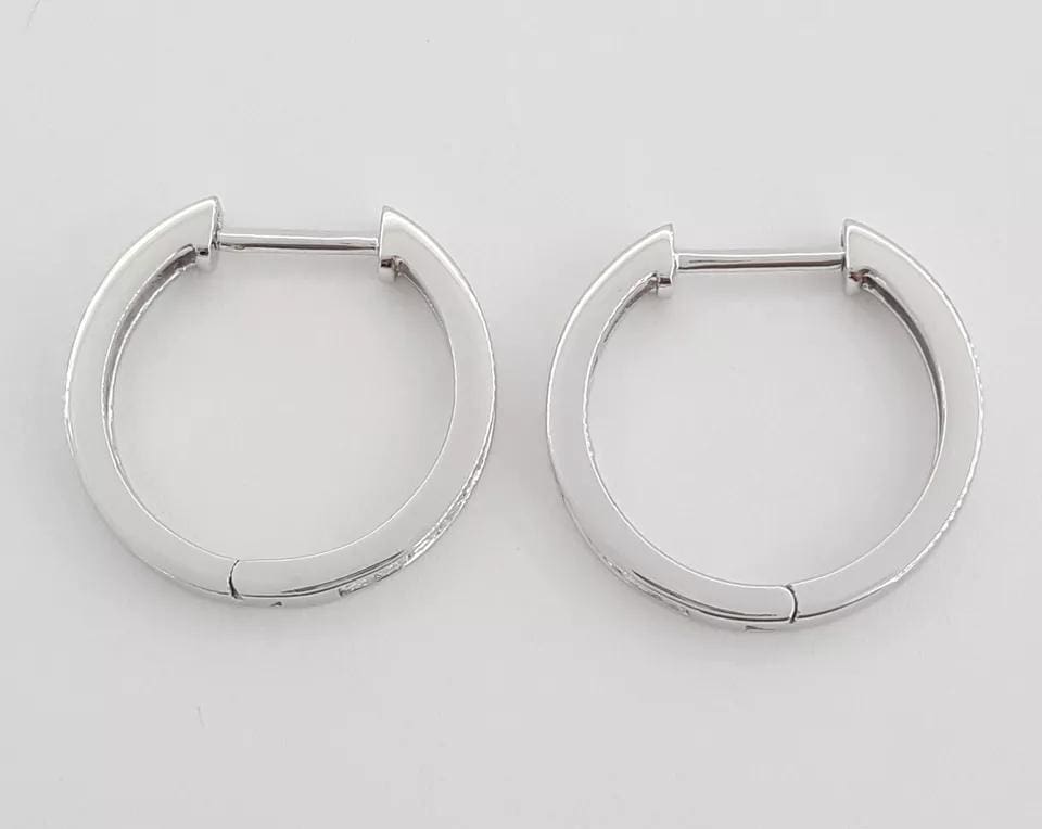 Princess Cut Diamond Hugger Hoop Earrings 15.2 mm 0.5 ct 14K White Gold