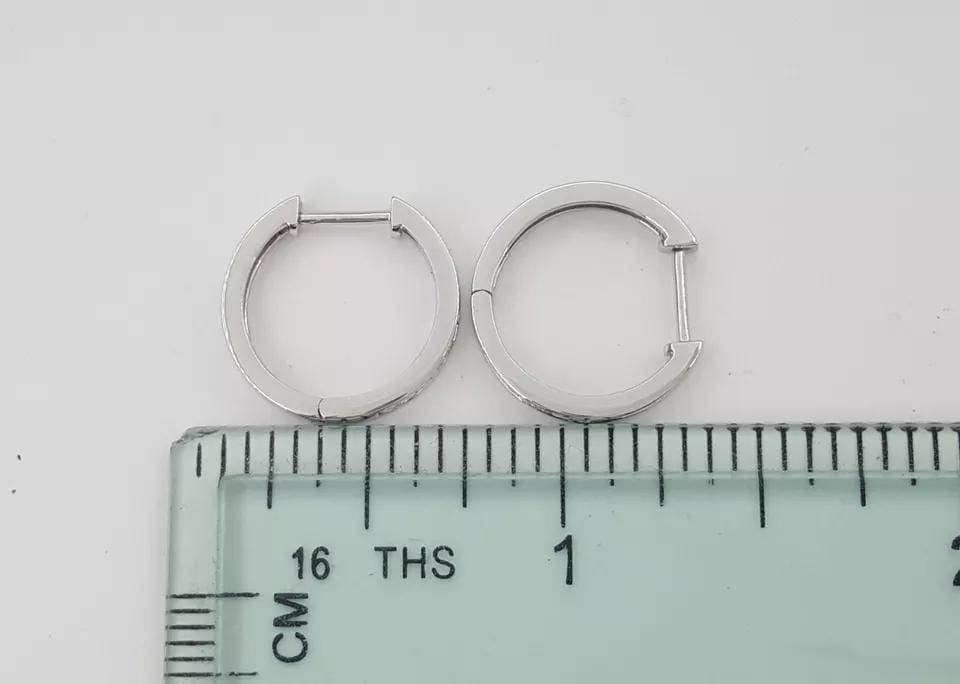 Princess Cut Diamond Hugger Hoop Earrings 15.2 mm 0.5 ct 14K White Gold