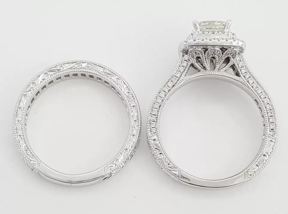 Neil Lane Princess Cut Diamond Halo Engagement Ring Set 2.5 ct 14K W Gold $8.5K