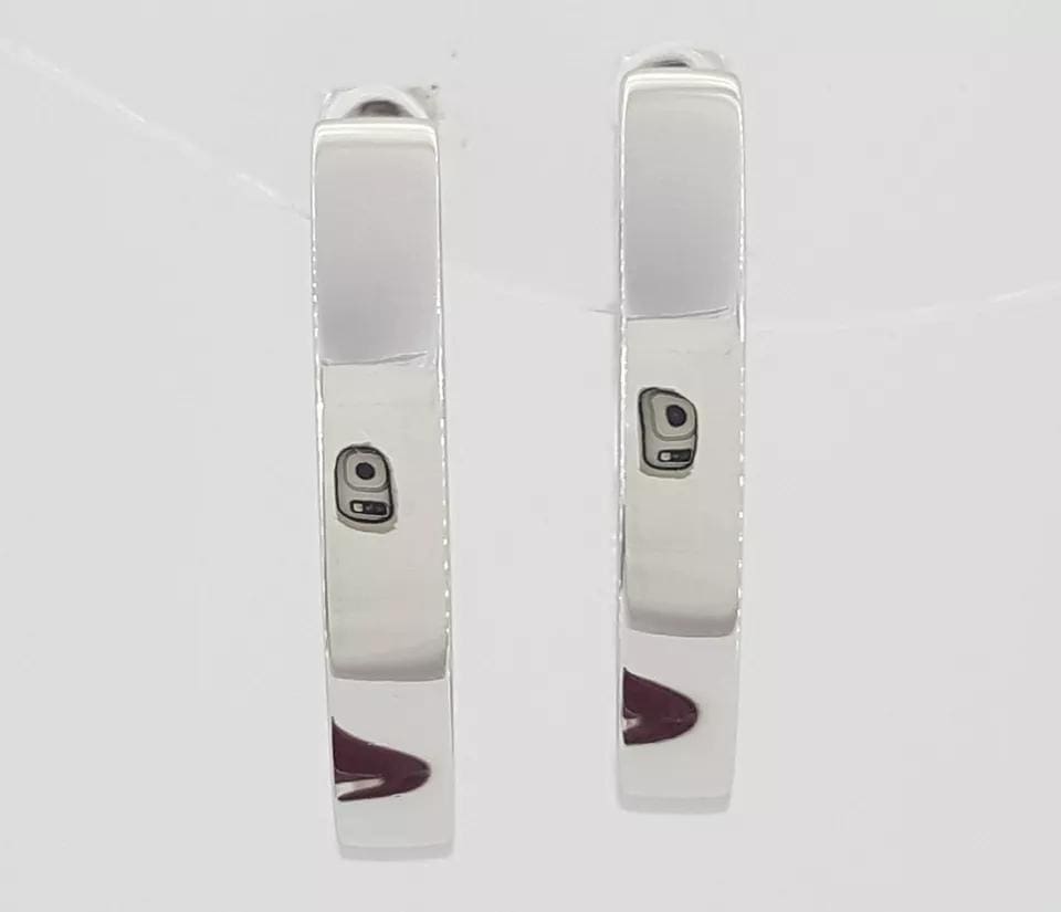 Princess Cut Diamond Hugger Hoop Earrings 15.2 mm 0.5 ct 14K White Gold