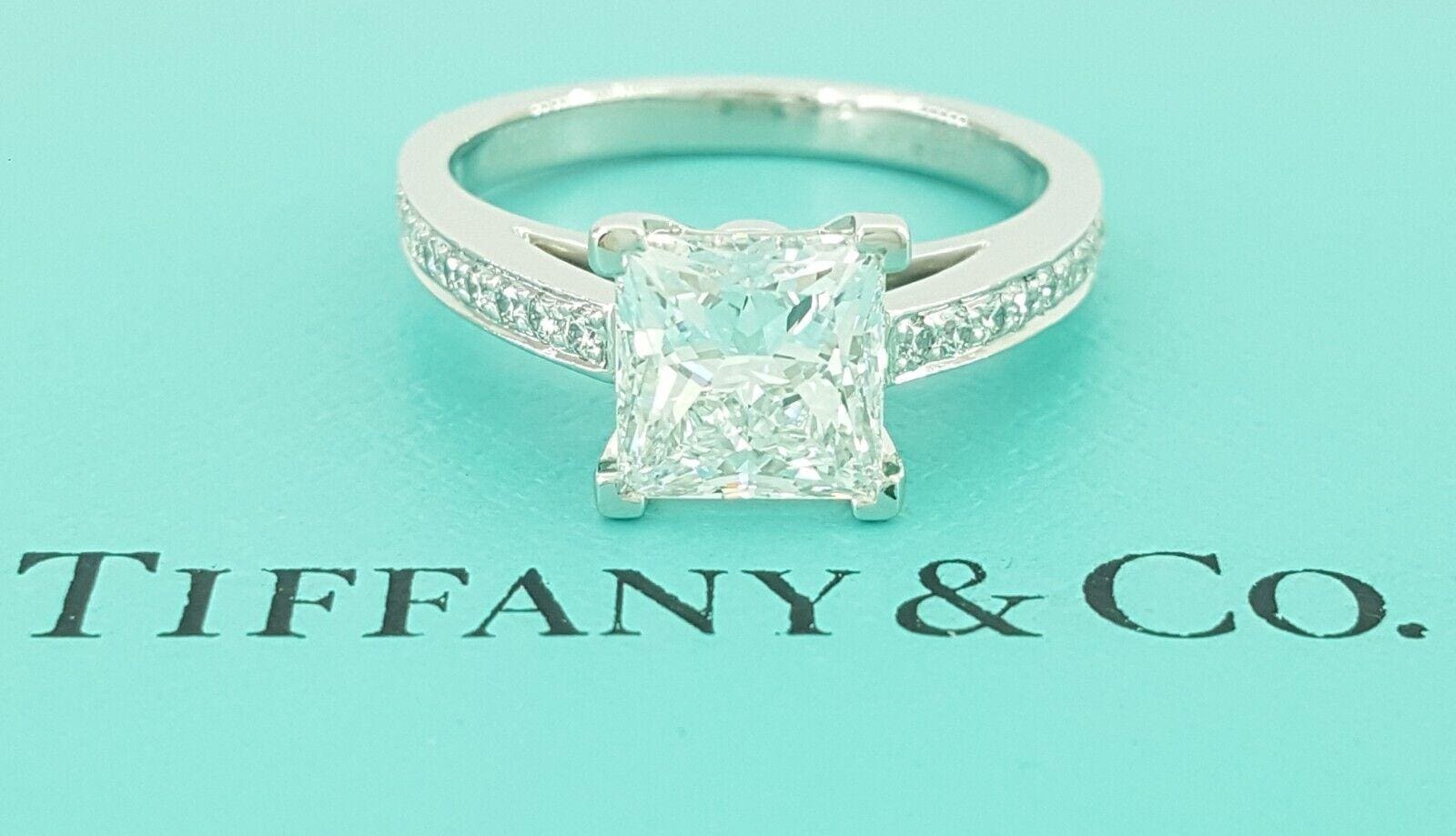 Tiffany & Co Novo Princess 1.98 ct Diamond Platinum Engagement Ring Retail $42K