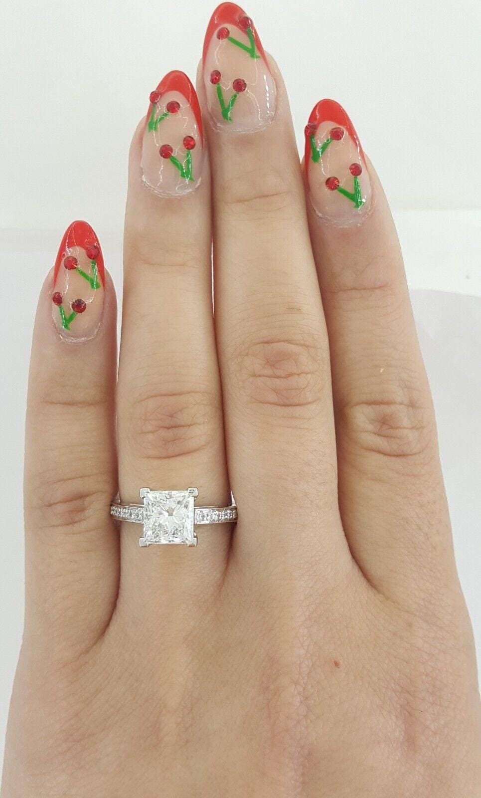 Tiffany & Co Novo Princess 1.98 ct Diamond Platinum Engagement Ring Retail $42K