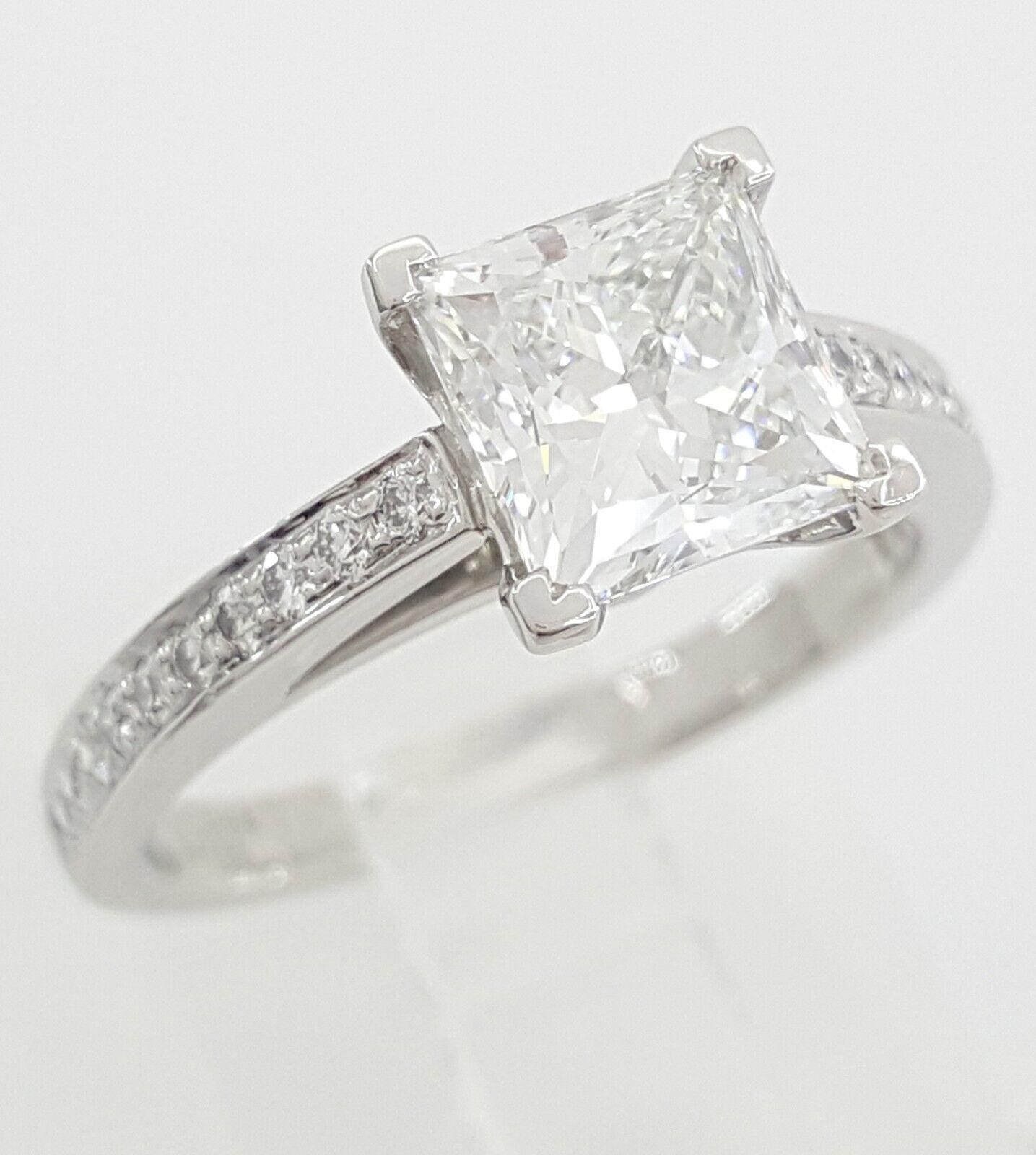 Tiffany & Co Novo Princess 1.98 ct Diamond Platinum Engagement Ring Retail $42K