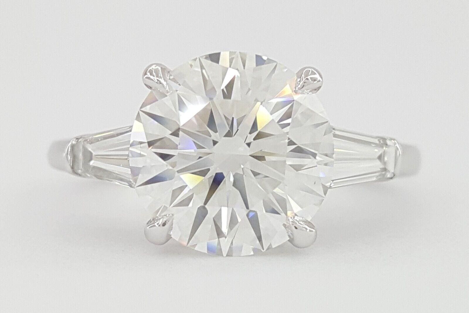 Tiffany & Co. Three Stone Round 3.91 ct Diamond Engagement Ring Rtl $195k