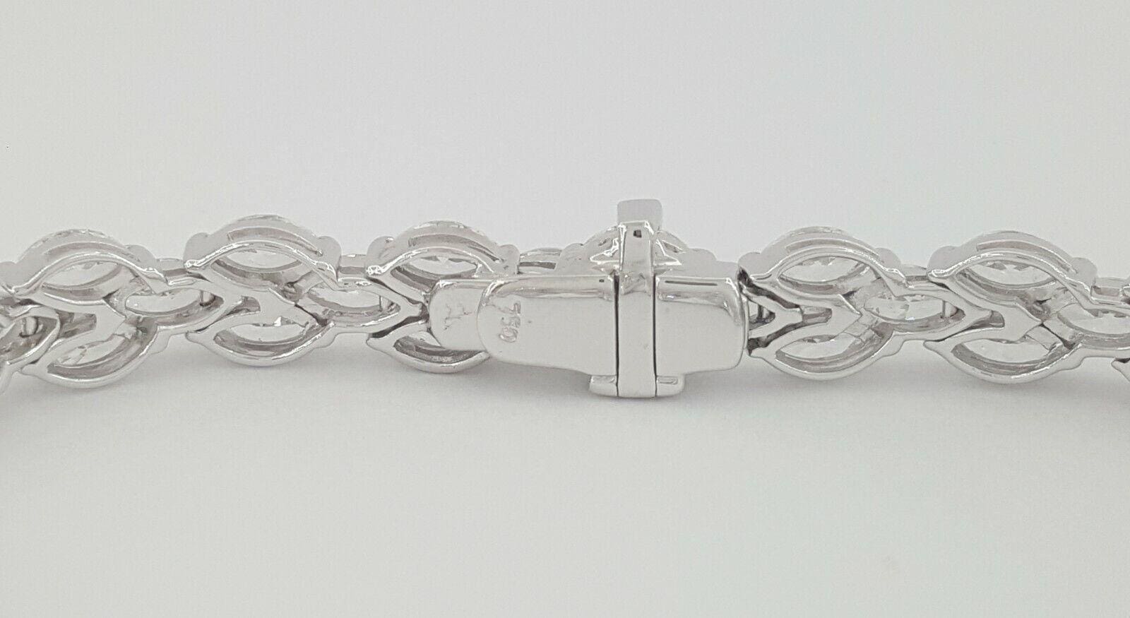 Marquise Cut Diamond Line Tennis Bracelet 7" 12 ct 18K White Gold Rtl $36K
