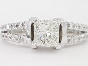 Princess Brilliant Cut Diamond Split Shank Engagement Ring 1.25 ct Retail 2,995