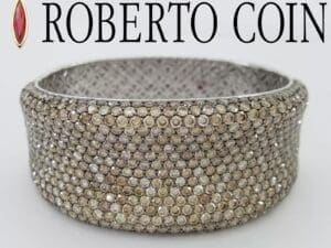 Roberto Coin Fantasia Collection Pave Diamond Bangle 94.3 Grams 18K Gold 27.8 ct