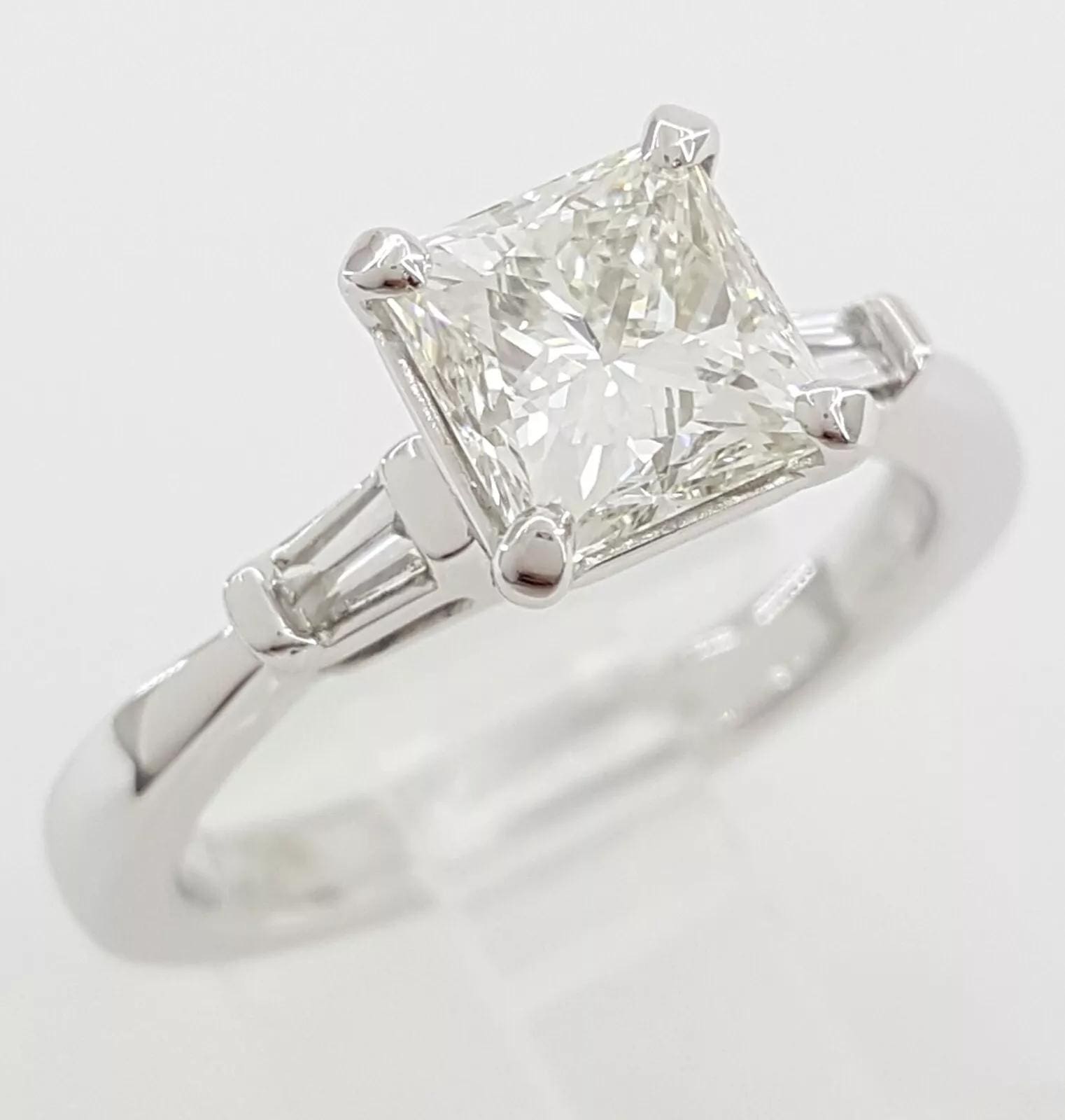 Princess Cut Diamond 3-Stone Engagement Ring 1.62 ct Platinum GIA Retail $14,500