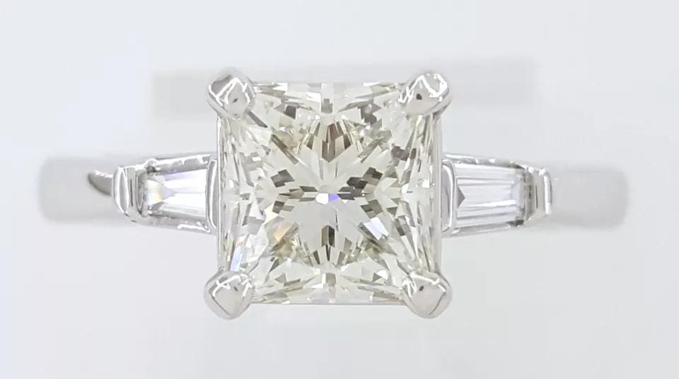 Princess Cut Diamond 3-Stone Engagement Ring 1.62 ct Platinum GIA Retail $14,500