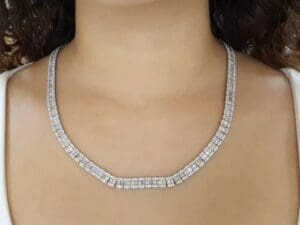 Round Baguette Diamond White Gold Chain Necklace 17 ct 6.5mm 20" Rtl $20k