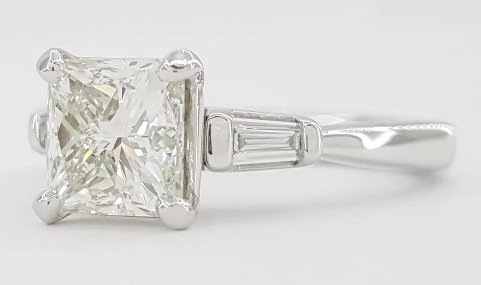 Princess Cut Diamond 3-Stone Engagement Ring 1.62 ct Platinum GIA Retail $14,500