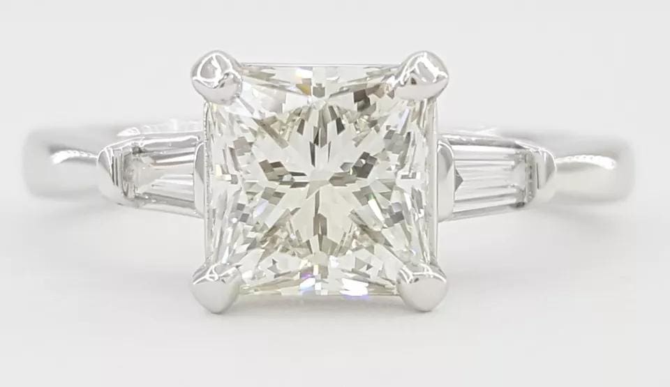 Princess Cut Diamond 3-Stone Engagement Ring 1.62 ct Platinum GIA Retail $14,500