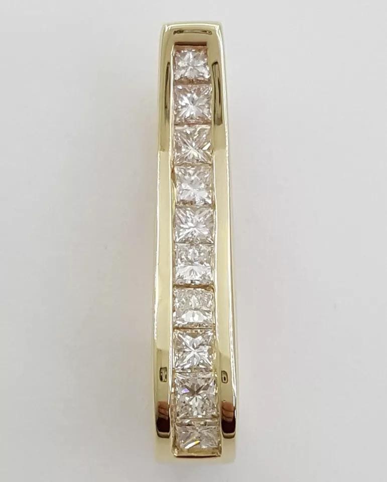 Princess Diamond Channel Set Slide Pendant 14K Yellow Gold 0.65 ct