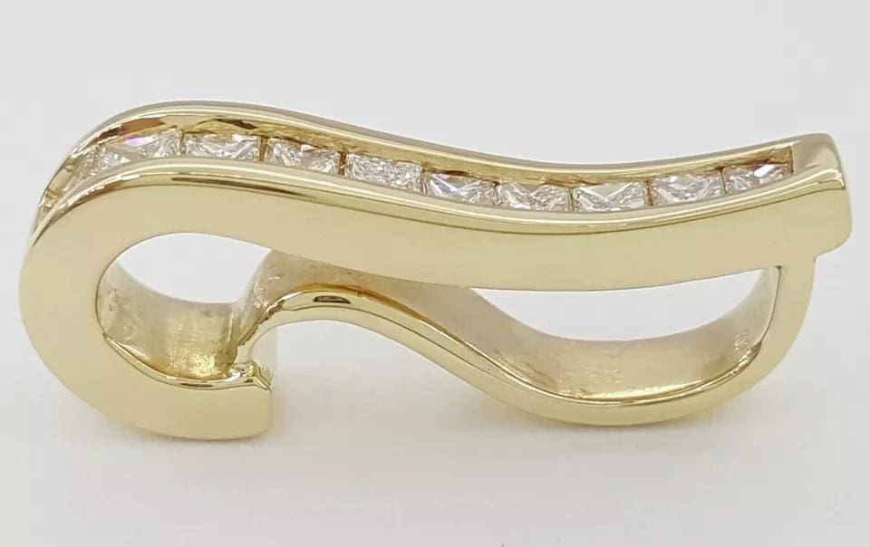 Princess Diamond Channel Set Slide Pendant 14K Yellow Gold 0.65 ct