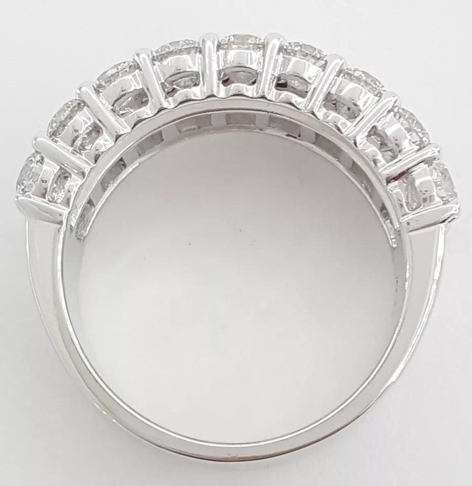Baguette Round Diamond Three Row 18k White Gold Anniversary Ring 4 ct 10mm $13k