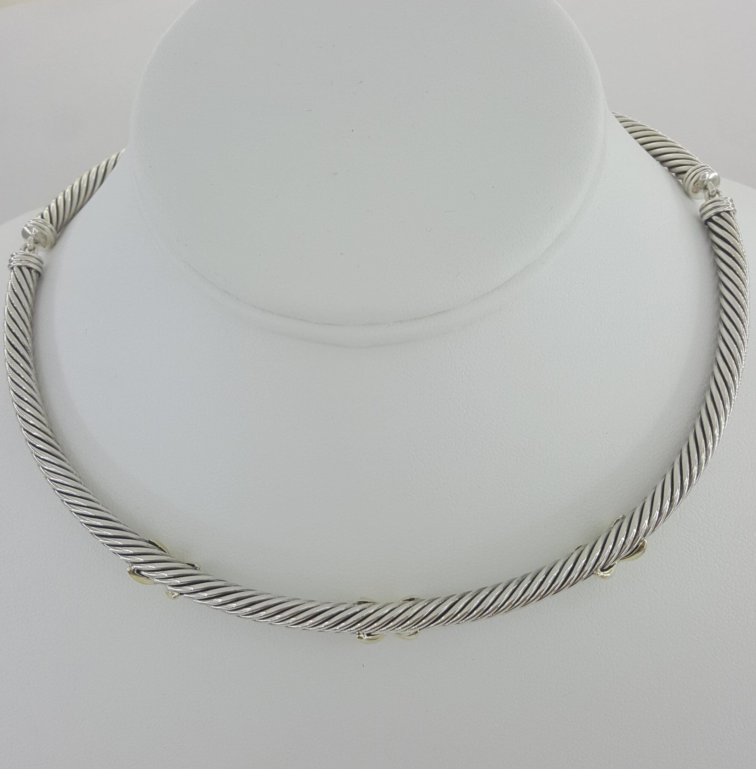 David Yurman Triple "X" Cable Collar Necklace 14k Yellow Gold & Silver