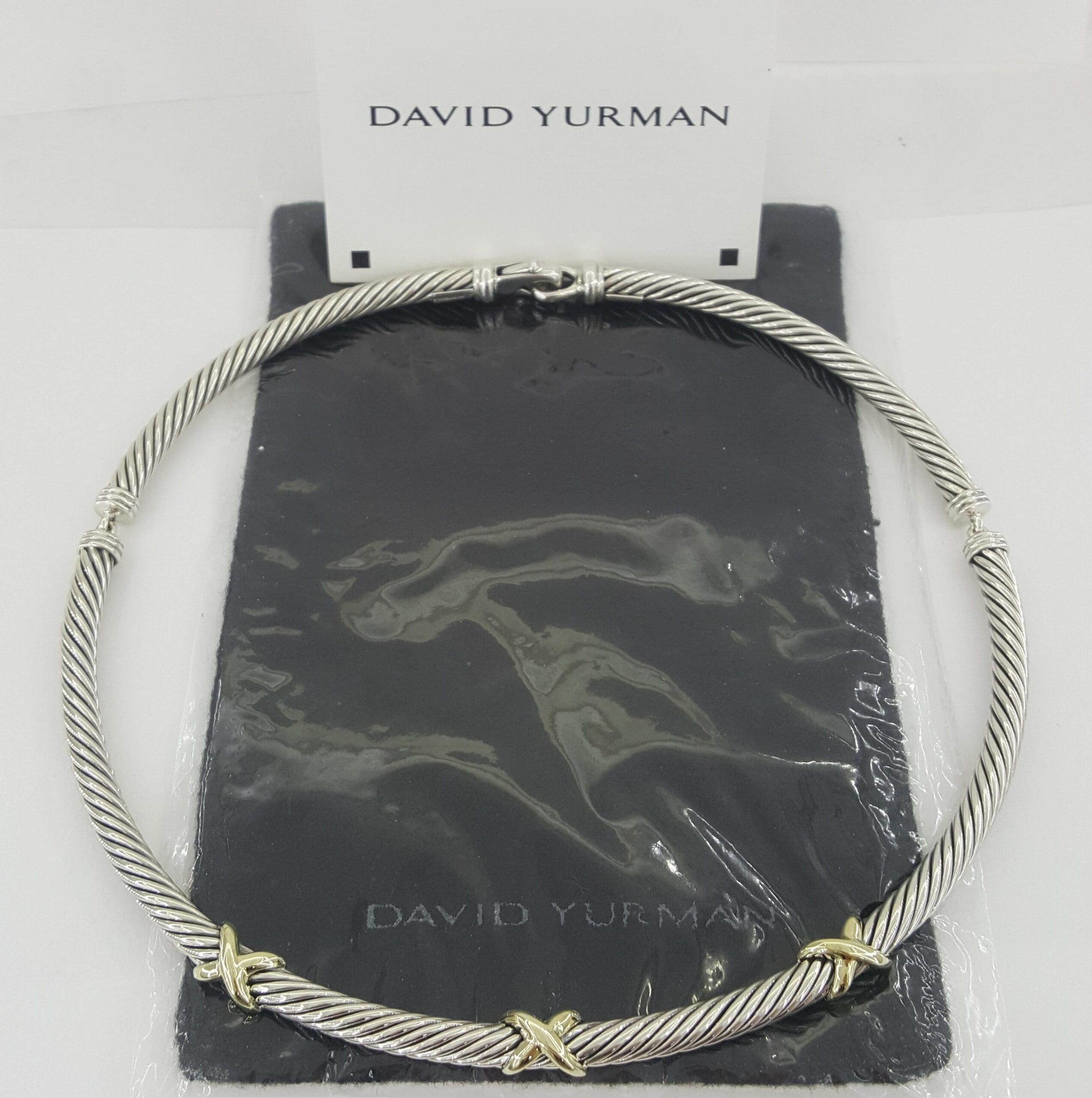 David Yurman Triple "X" Cable Collar Necklace 14k Yellow Gold & Silver