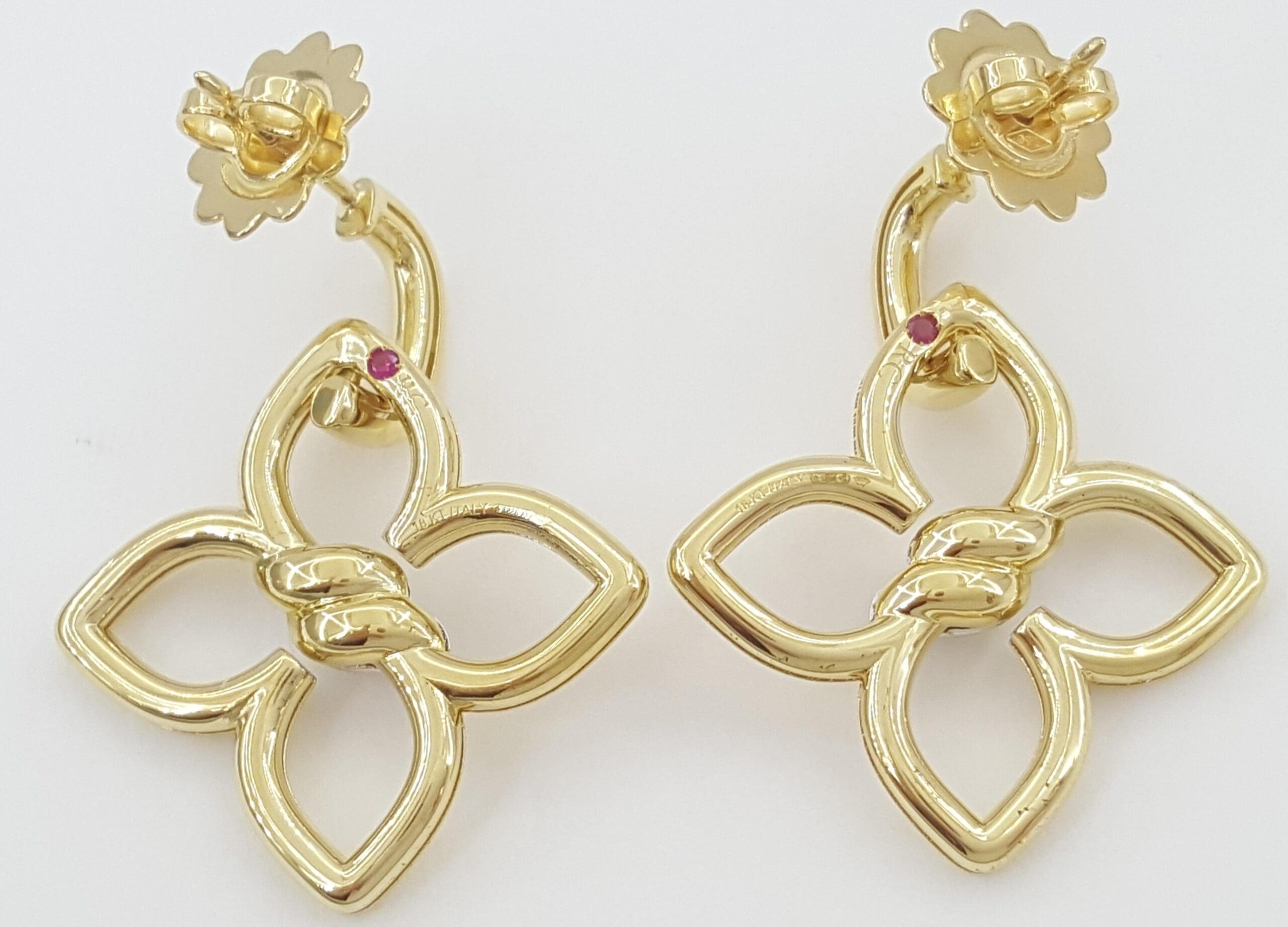 Roberto Coin Cialoma Diamond Flower Drop Earrings 0.15 ct 18K Yellow Gold $6,030