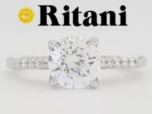 Ritani Semi-Mount Diamond Engagement Ring 0.1 ct 18k White Gold 1RZ2841 RT $1.8k