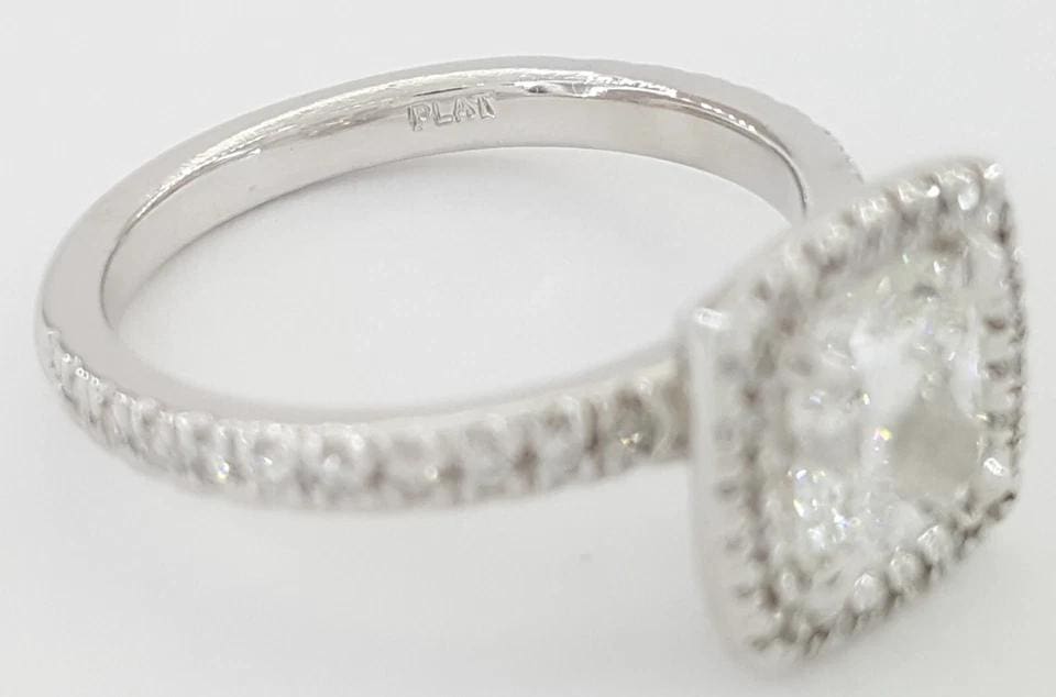Cushion Brilliant Diamond Halo Engagement Ring 1.76 ct Platinum Retail $14.5k