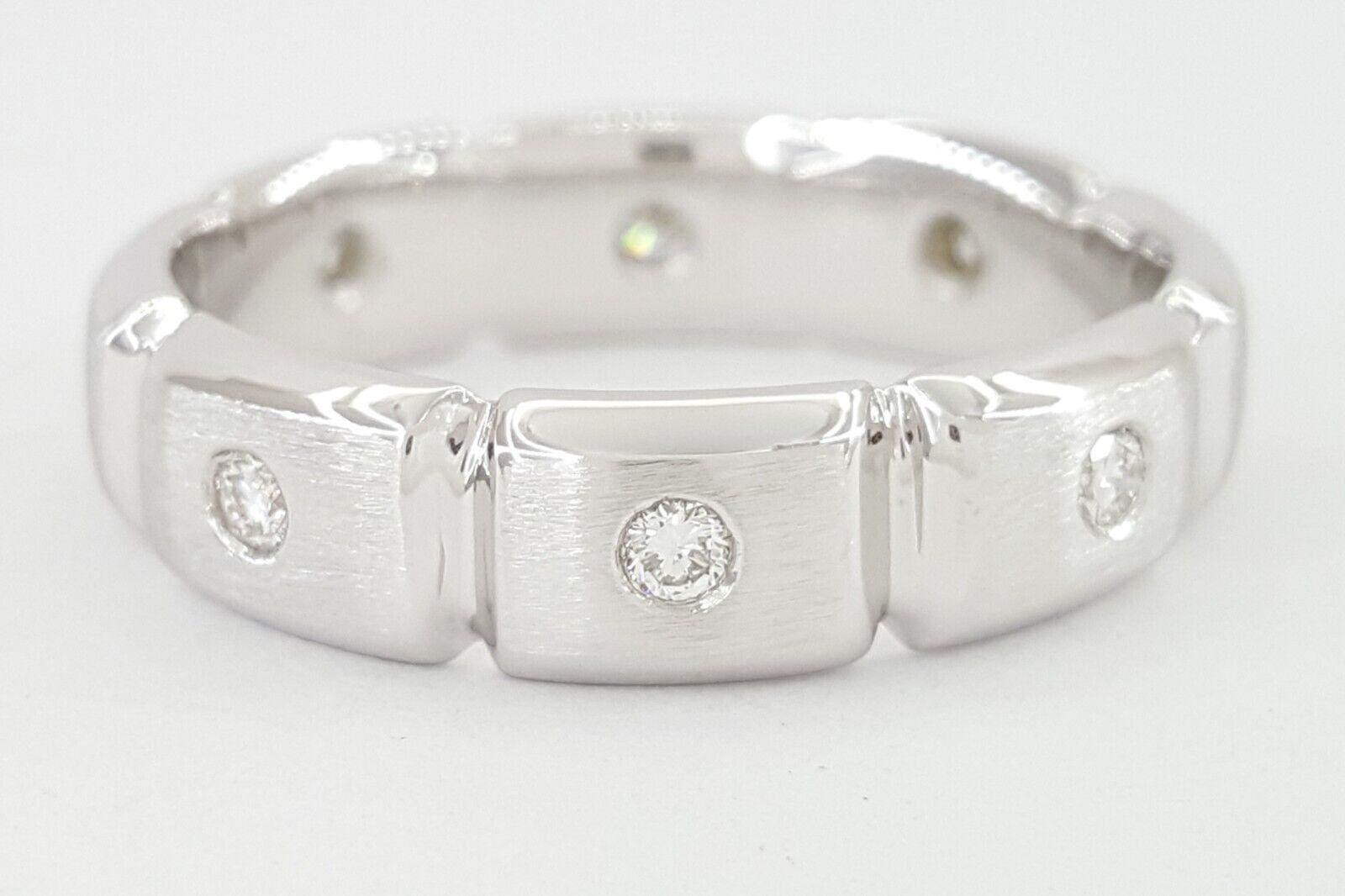 Men's 14k White Gold 0.32 ct Round Cut Diamond Eternity Wedding Band Ring 6 mm
