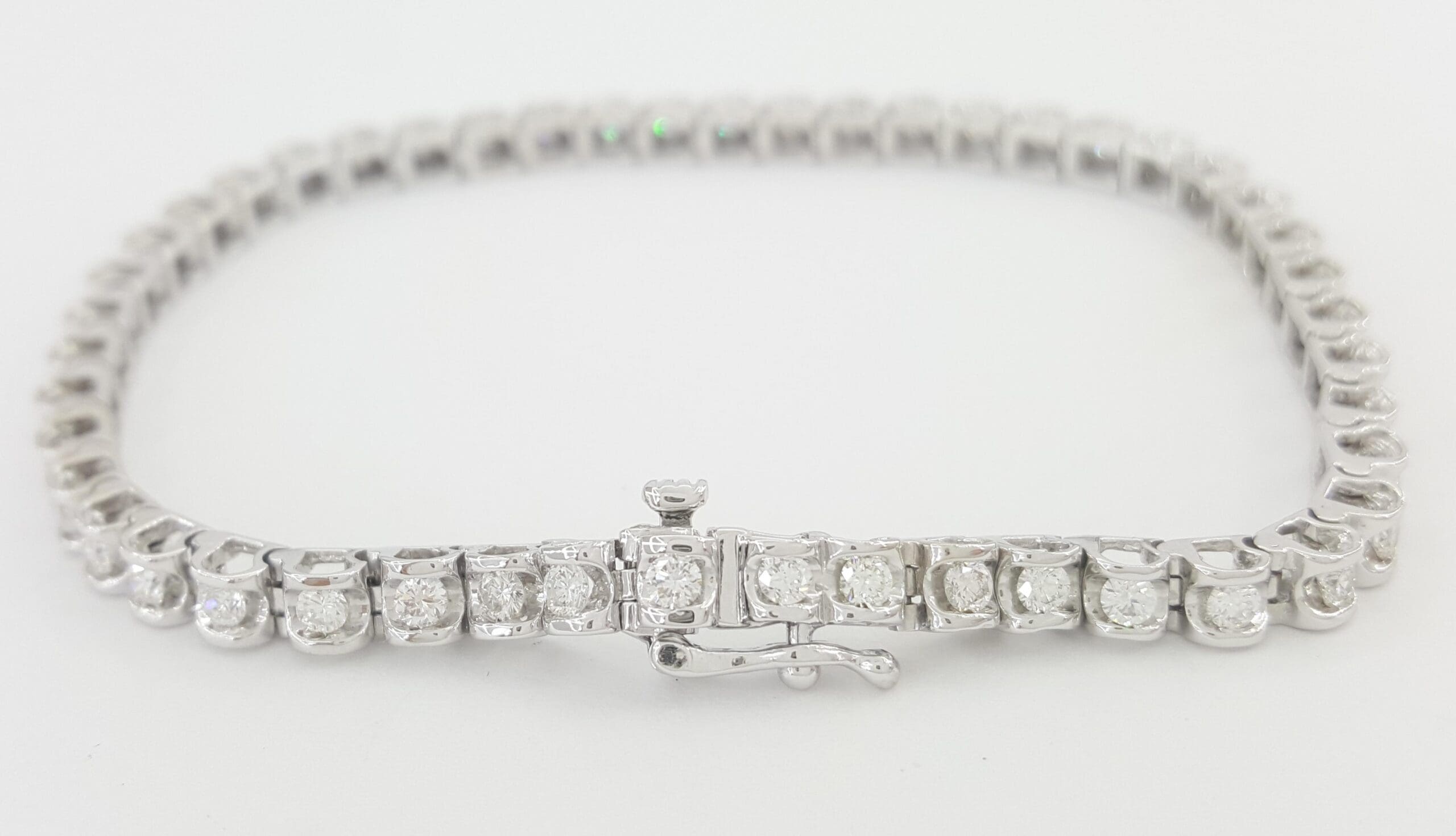 Round Diamond Tennis Bracelet 2.04 ct 14K White Gold 7.5" 3.8mm Retail $6,950
