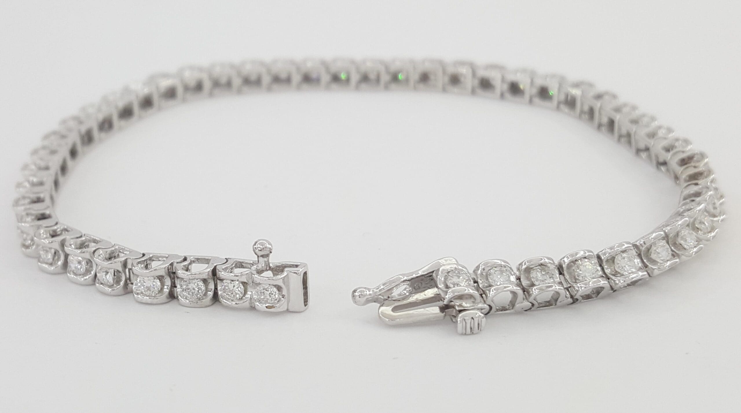 Round Diamond Tennis Bracelet 2.04 ct 14K White Gold 7.5" 3.8mm Retail $6,950