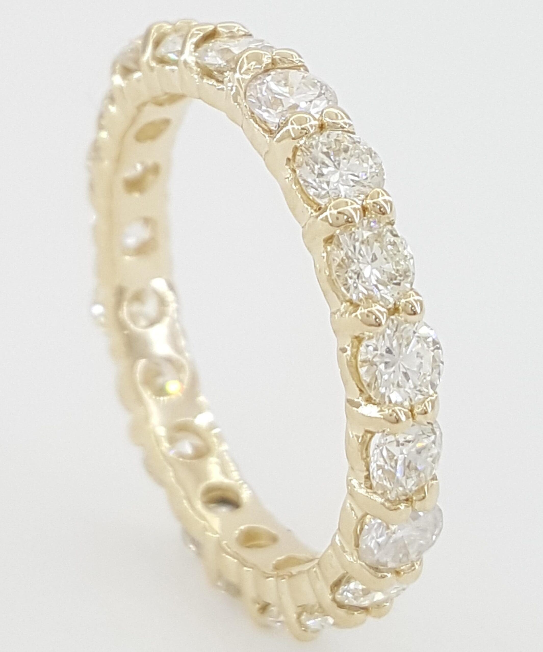 Round Diamond Full Circle Eternity 14k Yellow Gold Wedding Band Ring 2 ct 3mm