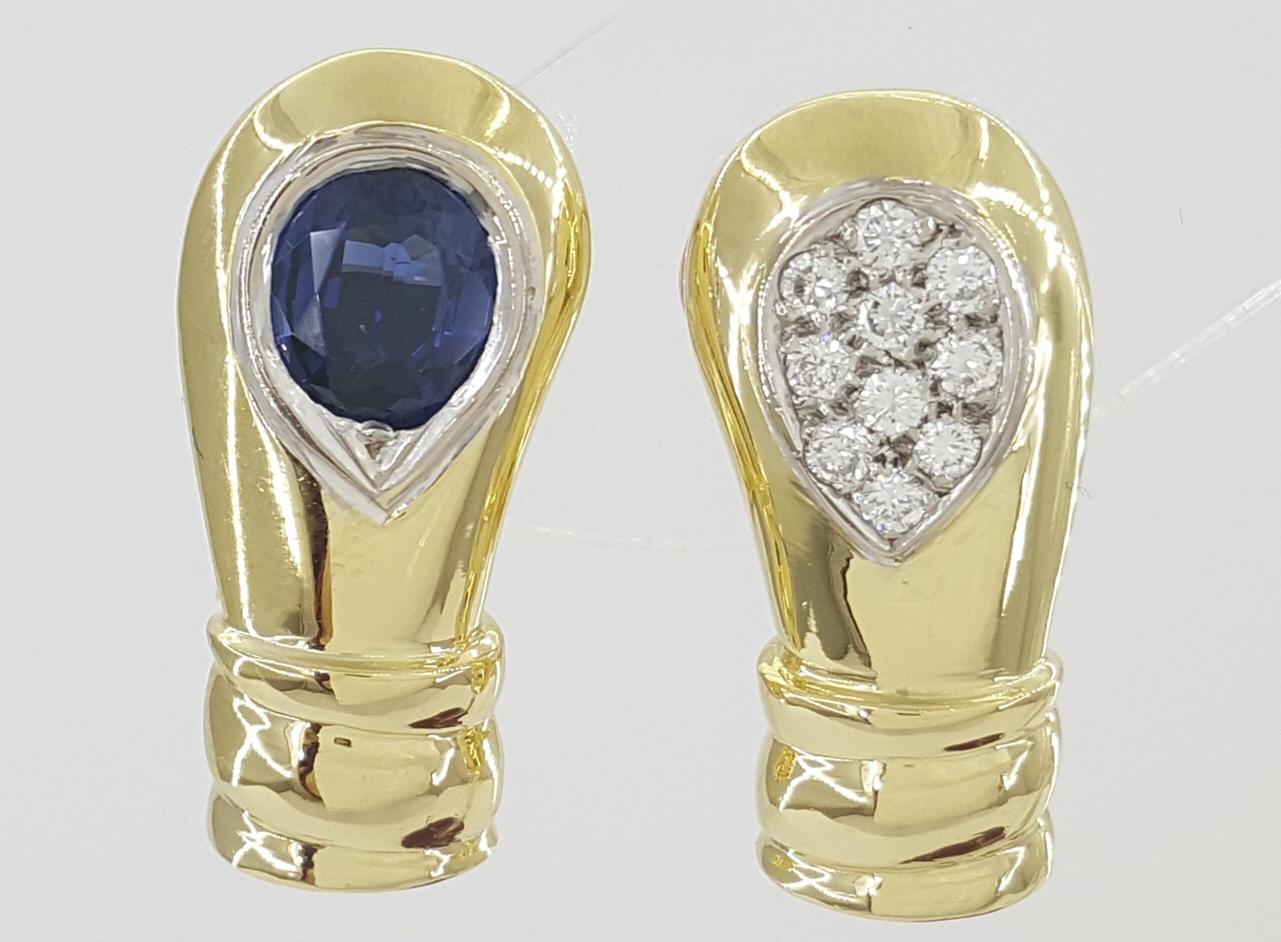Pablo Sapphire & Diamond Vintage Earrings 1.7 ct 18K Gold 16.3 Grams