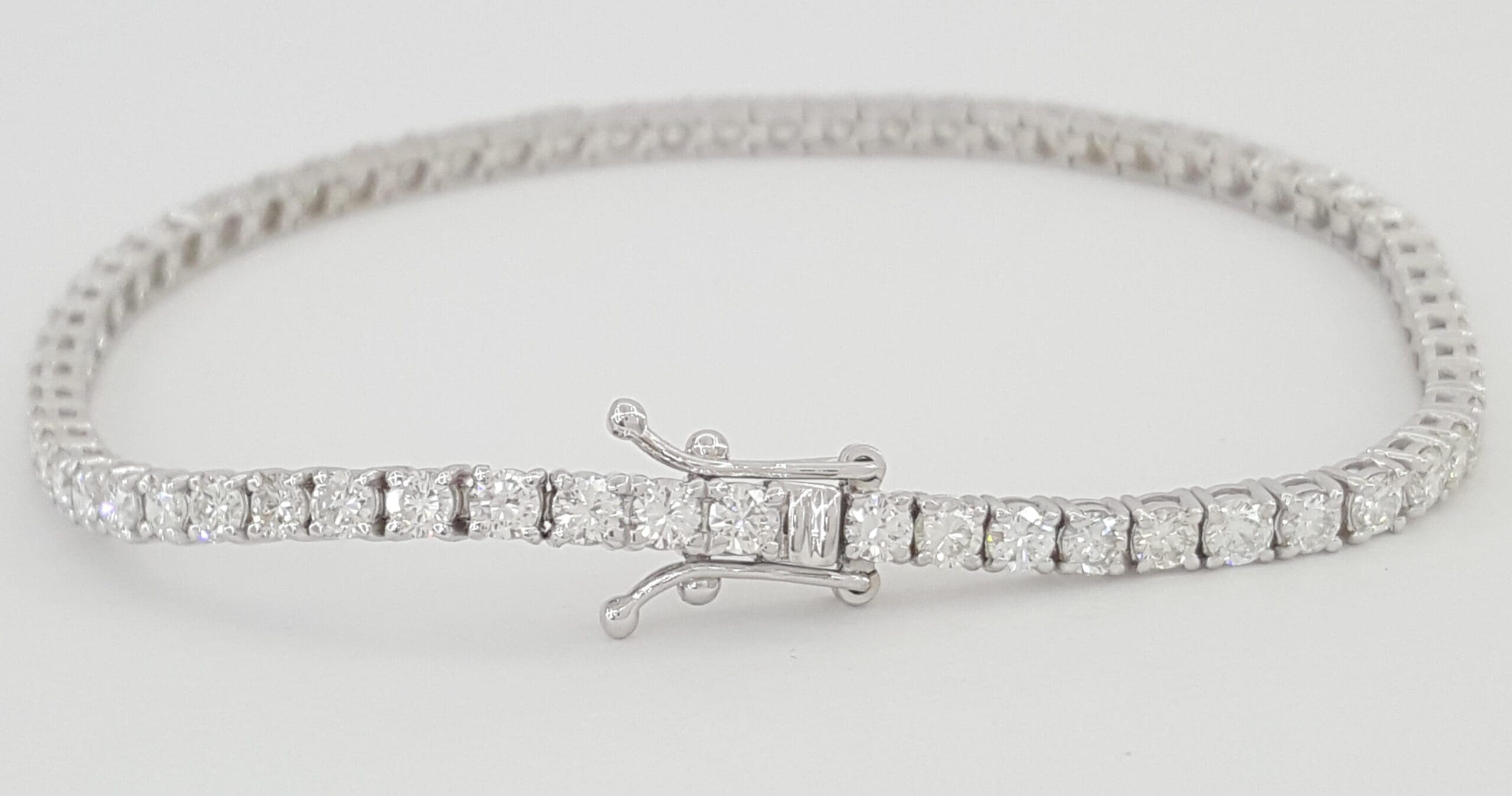 Round Diamond Tennis Bracelet 4 ct 18K White Gold 7.25" 2.8mm Retail $8,995