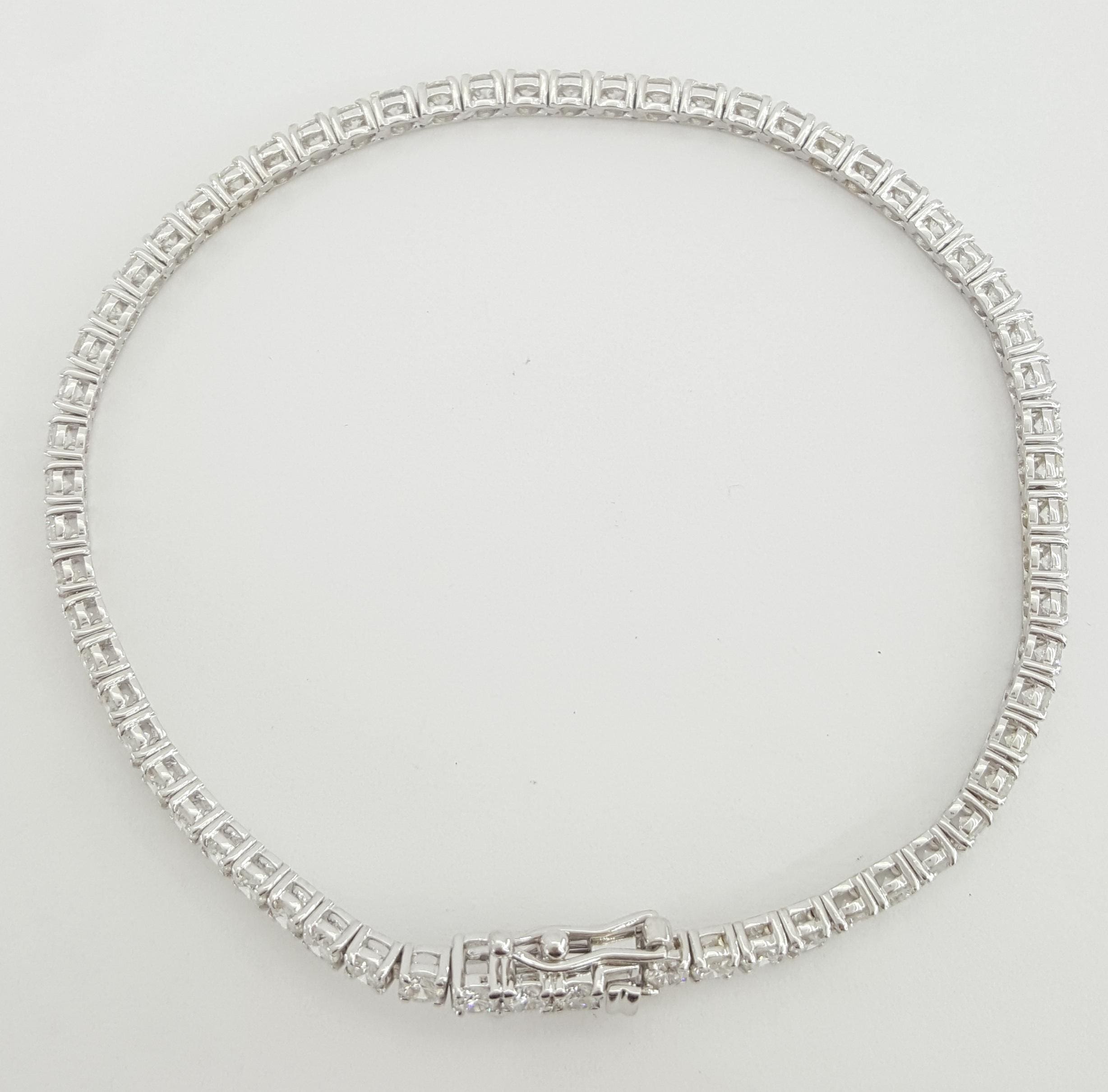 Round Diamond Tennis Bracelet 4 ct 18K White Gold 7.25" 2.8mm Retail $8,995