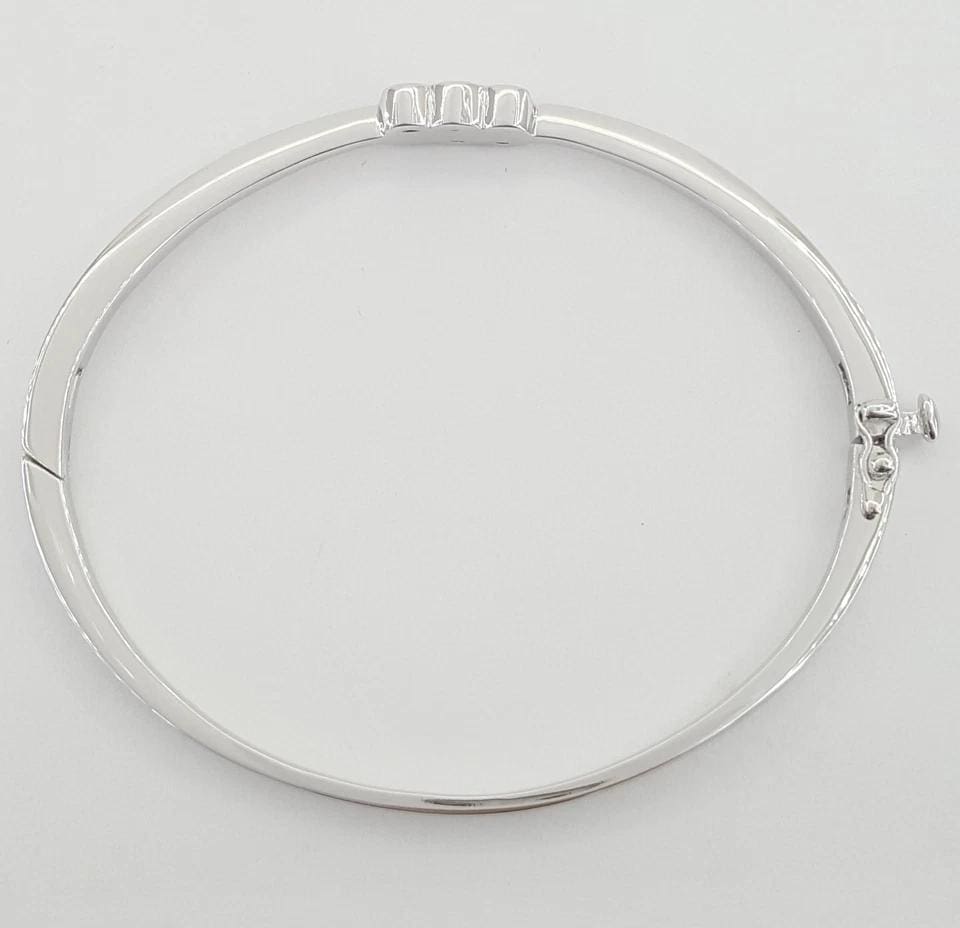 3 Stone Diamond Bangle Bracelet 0.57 ct 14k White Gold 6.5"