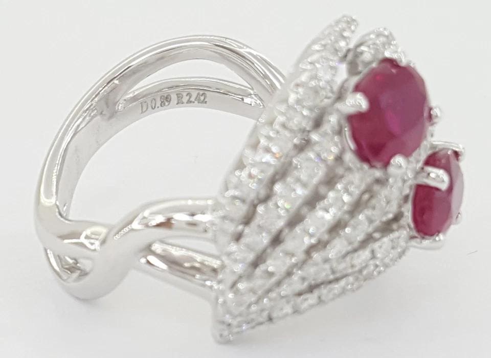Burma Pigeon Blood Ruby & Diamond Ring 3.31 ct 18k White Gold