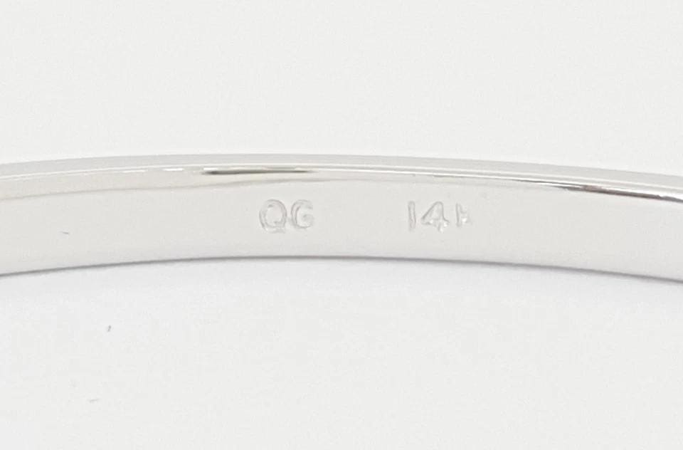 3 Stone Diamond Bangle Bracelet 0.57 ct 14k White Gold 6.5"