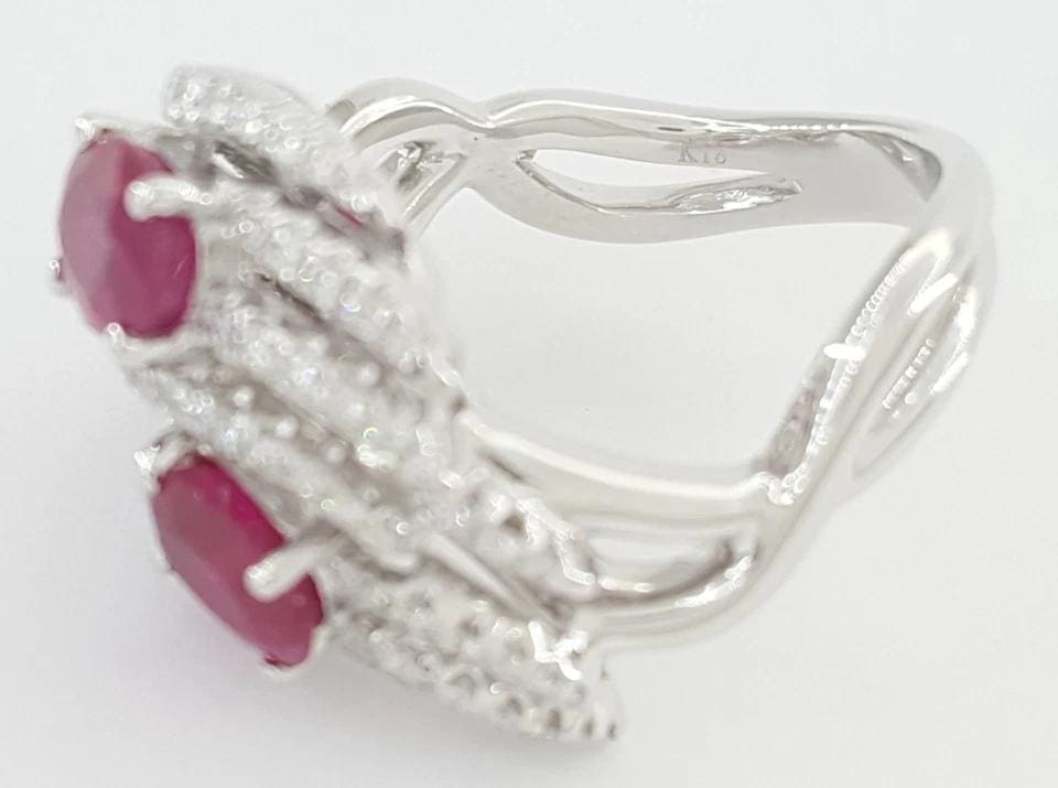 Burma Pigeon Blood Ruby & Diamond Ring 3.31 ct 18k White Gold