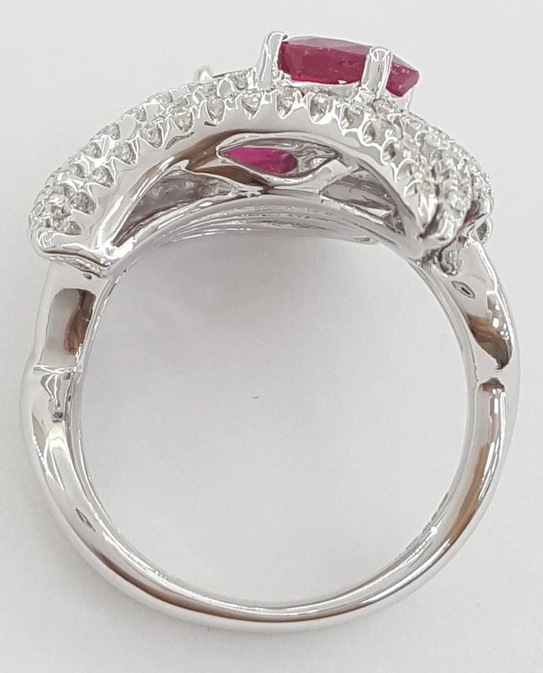 Burma Pigeon Blood Ruby & Diamond Ring 3.31 ct 18k White Gold