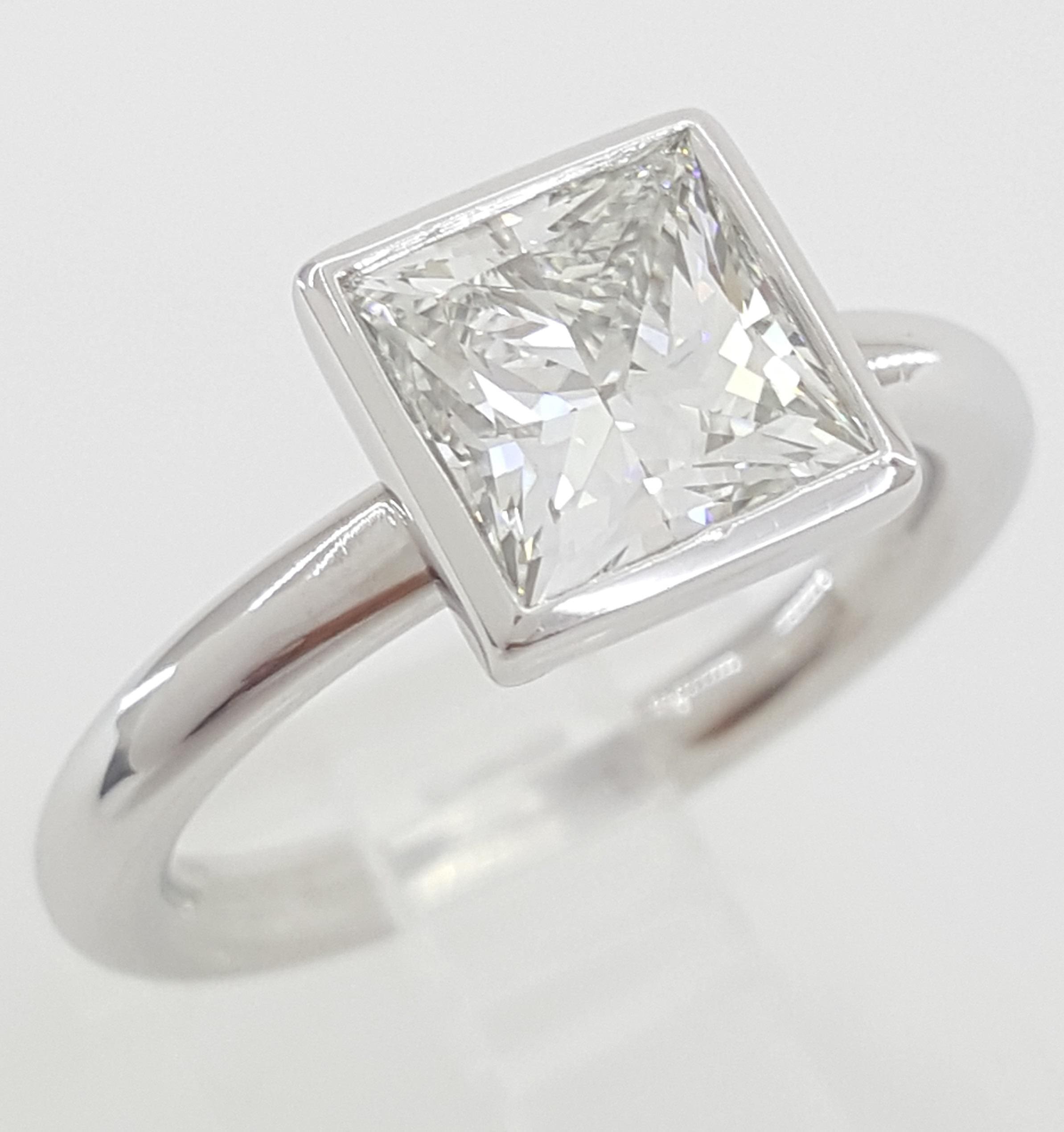 Tiffany & Co Princess Cut Diamond Solitaire Engagement Ring 2.01 ct Rtl $50k