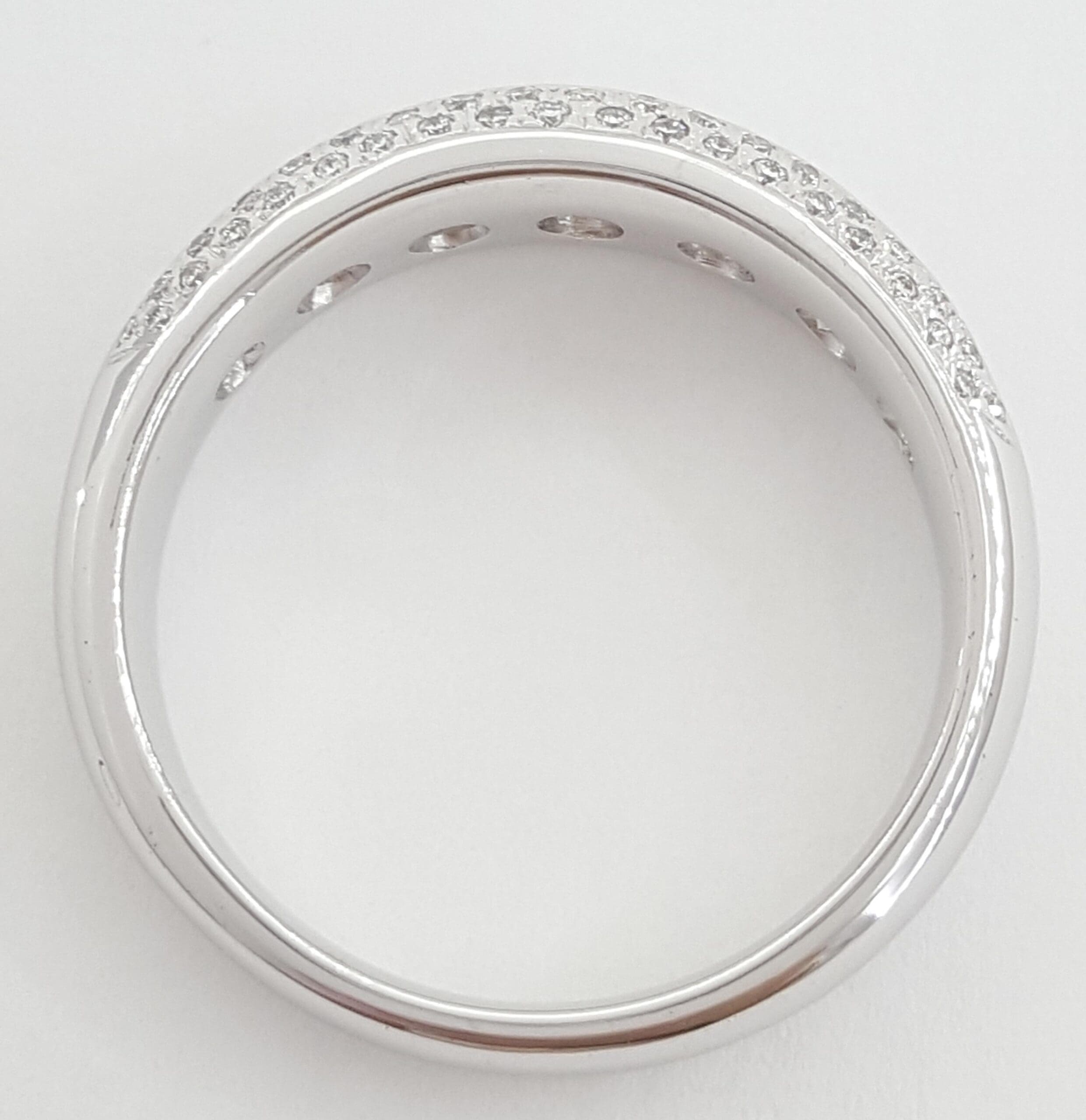 Channel Set & Pave Round Diamond Wedding Band 14k White Gold 1.42 ct 6.2 mm