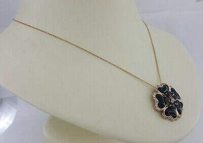 Carlo Viani Le Vian 14K Rose Gold Onyx, Smoky Quartz & Topaz Flower Necklace 18"