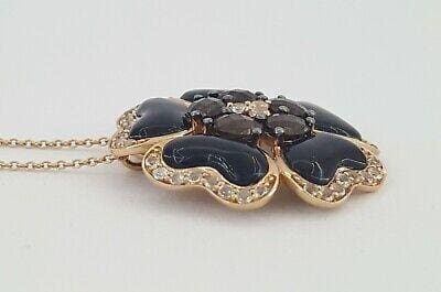 Carlo Viani Le Vian 14K Rose Gold Onyx, Smoky Quartz & Topaz Flower Necklace 18"