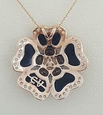Carlo Viani Le Vian 14K Rose Gold Onyx, Smoky Quartz & Topaz Flower Necklace 18"