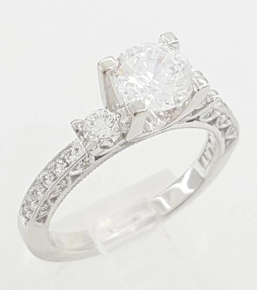 Tacori Crescent Platinum Three 3-Stone Semi-Mount 0.48 ct Engagement Ring $5,720