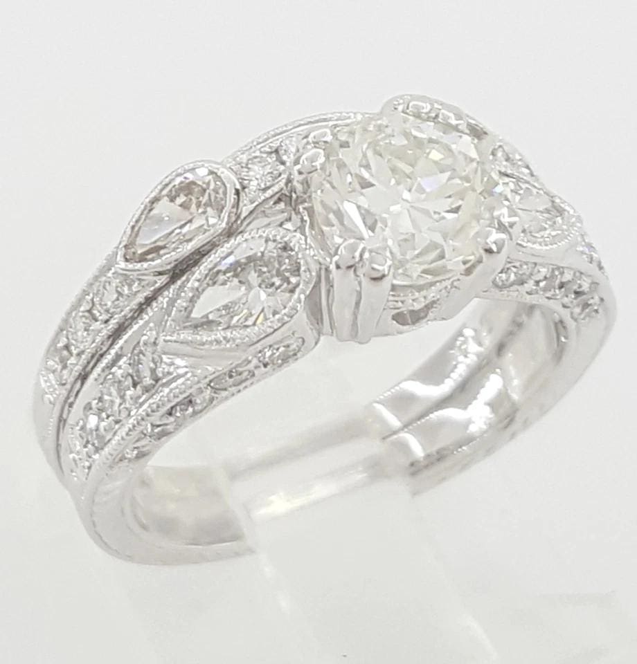 Vintage Old European Cut Diamond Engagement Wedding Ring 2.34 ct 14k