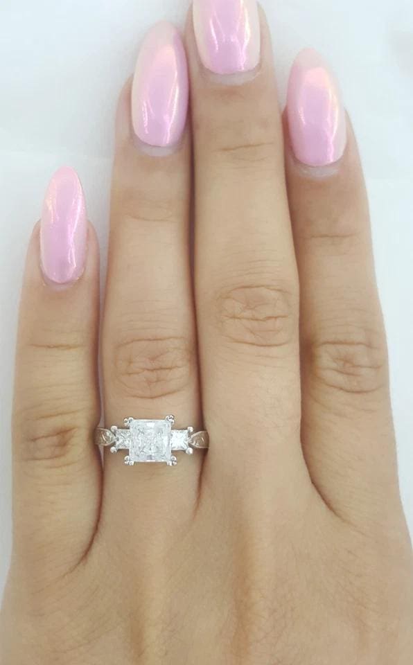 Tacori Princess Cut 3-Stone Engagement Ring Semi-Mount 0.3 ct Platinum Rt $4,860