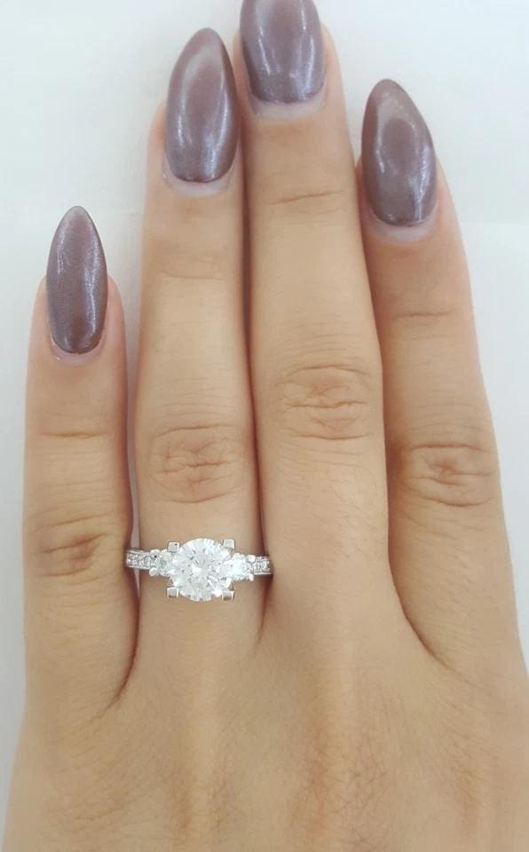 Tacori Crescent Semi-Mount 3 Stone Engagement Ring 0.48 ct 18k W Gold