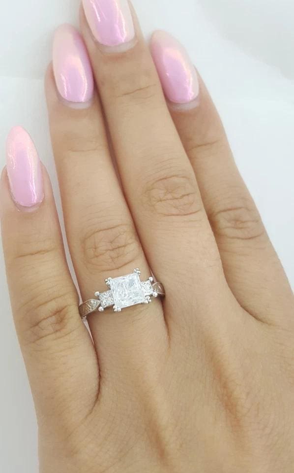 Tacori Princess Cut 3-Stone Engagement Ring Semi-Mount 0.3 ct Platinum Rt $4,860