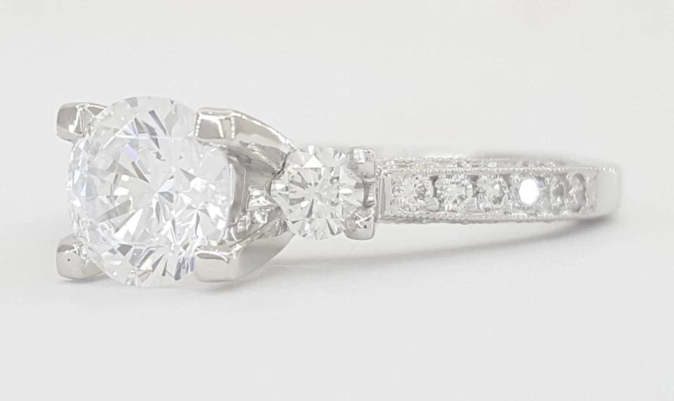 Tacori Crescent Platinum Three 3-Stone Semi-Mount 0.48 ct Engagement Ring $5,720