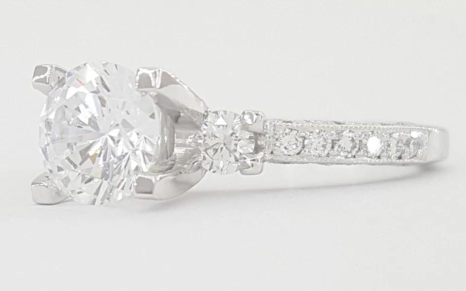 Tacori Crescent Semi-Mount 3 Stone Engagement Ring 0.48 ct 18k W Gold