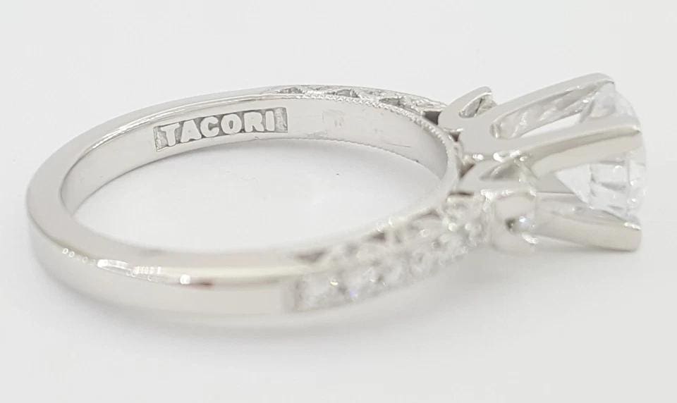Tacori Crescent Platinum Three 3-Stone Semi-Mount 0.48 ct Engagement Ring $5,720